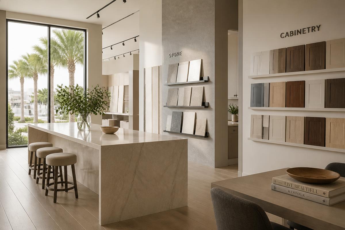 AG showroom with stone and cabinet samples