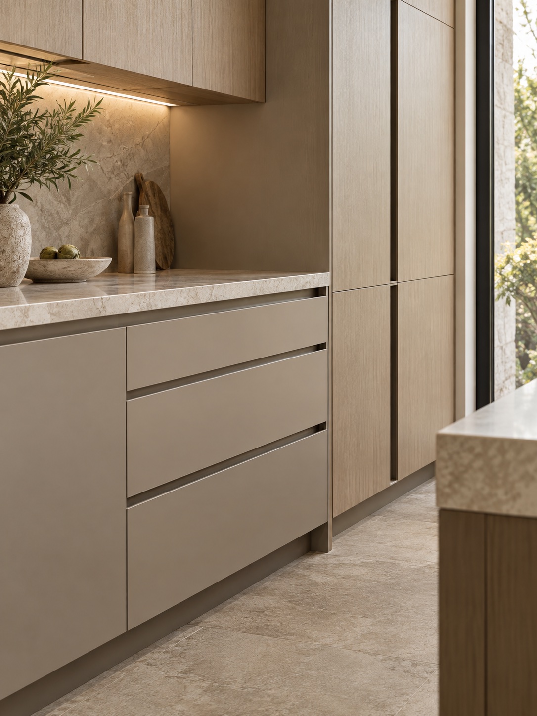 Integrated Pull Profile Door in Fully Custom cabinetry