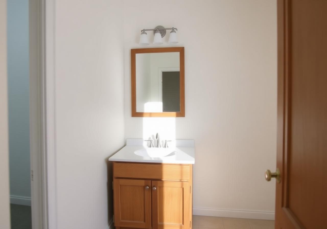 Sample bathroom vanity before the AI makeover