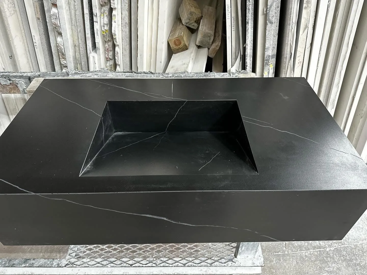 Stone sink and countertop detail
