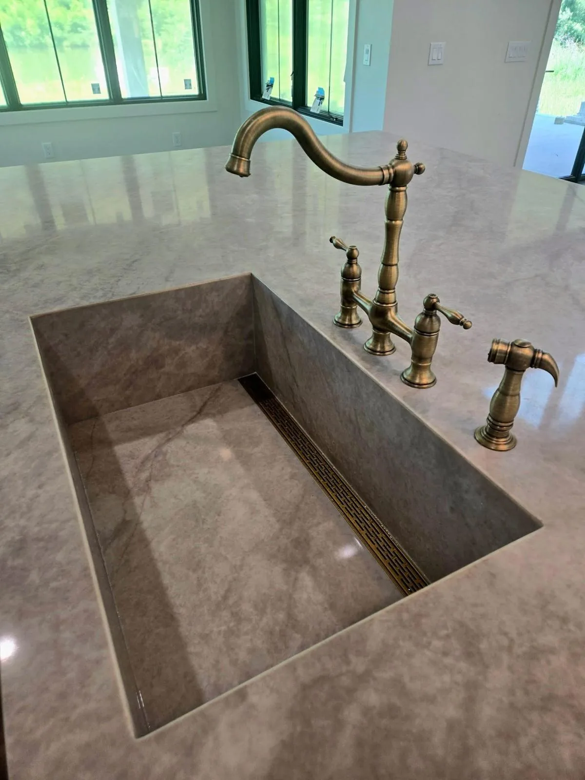 Bathroom stone surfaces and cabinetry
